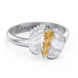 Baby Feet Birthstone Ring in 925 Sterling Silver with Citrine