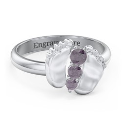 Baby Feet Birthstone Ring in 925 Sterling Silver with Alexandrite