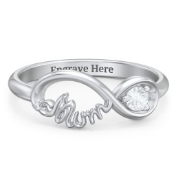 Infinite Bond Mum Ring in 925 Sterling Silver with Aquamarine