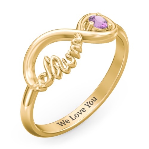 Infinite Bond Mum Ring – 10K Yellow Gold with Amethyst