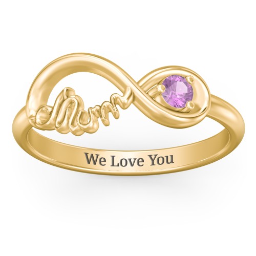 Infinite Bond Mum Ring – 10K Yellow Gold with Amethyst