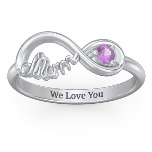 Infinite Bond Mum Ring – Sterling Silver with Amethyst