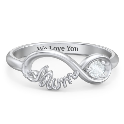 Infinite Bond Mum Ring – Sterling Silver with Aquamarine