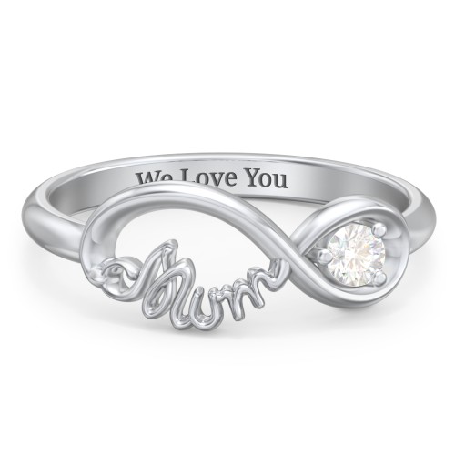 Infinite Bond Mum Ring – Sterling Silver with Diamond