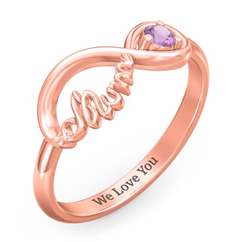 Infinite Bond Mum Ring – 10K Rose Gold with Amethyst