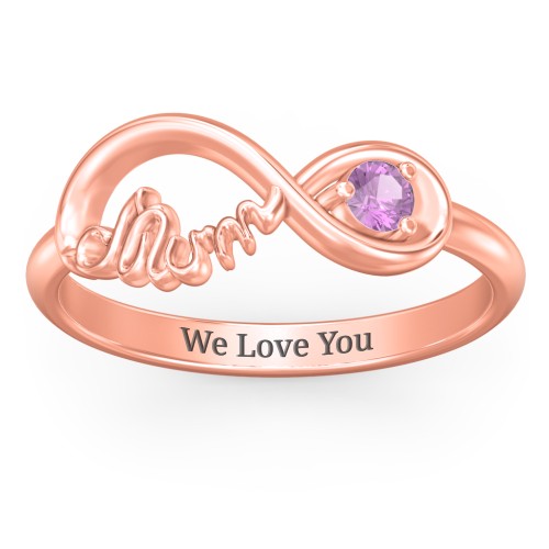 Infinite Bond Mum Ring – 10K Rose Gold with Amethyst