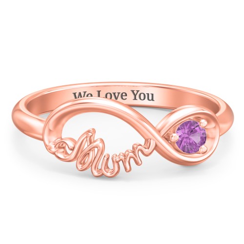 Infinite Bond Mum Ring – 10K Rose Gold with Amethyst