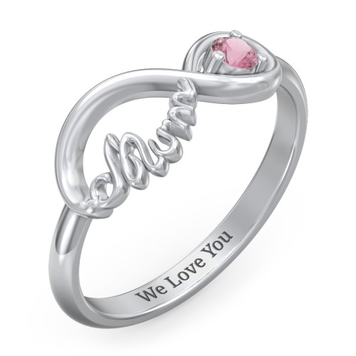 Infinite Bond Mum Ring – Sterling Silver with Pink Tourmaline
