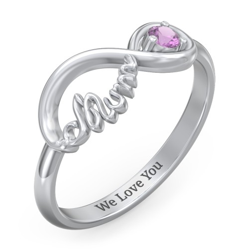 Infinite Bond Mum Ring – Sterling Silver with Amethyst