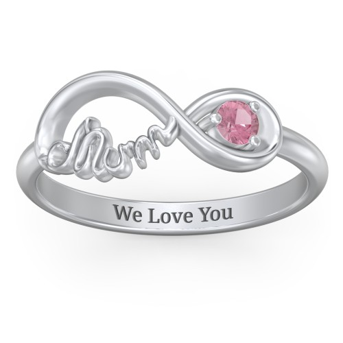 Infinite Bond Mum Ring – Sterling Silver with Pink Tourmaline