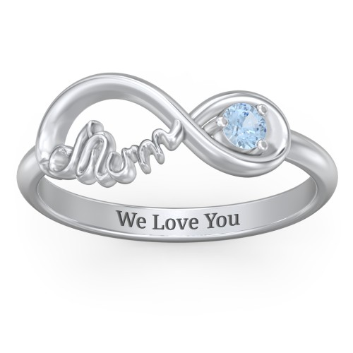 Infinite Bond Mum Ring – Sterling Silver with Blue Topaz