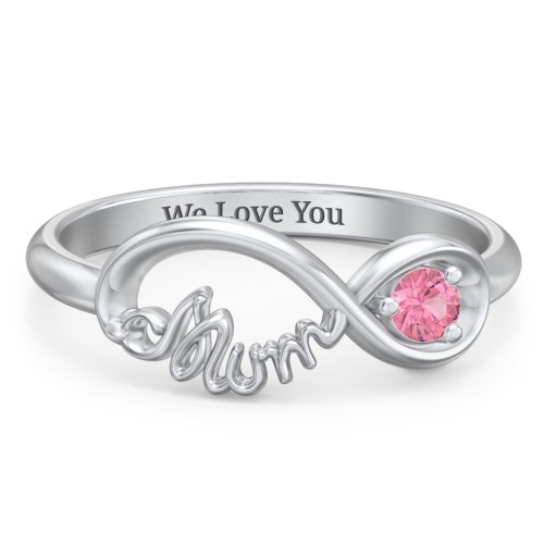 Infinite Bond Mum Ring – Sterling Silver with Pink Tourmaline
