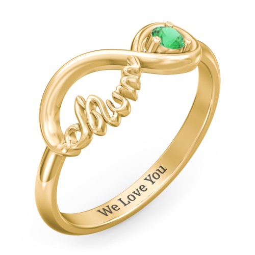 Infinite Bond Mum Ring – 10K Yellow Gold with Emerald