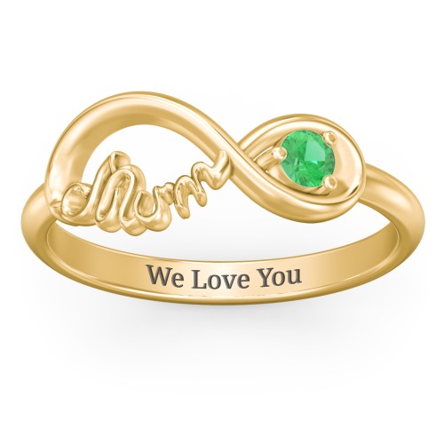Infinite Bond Mum Ring – 10K Yellow Gold with Emerald