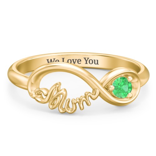 Infinite Bond Mum Ring – 10K Yellow Gold with Emerald