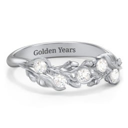 Organic Leaf Five Stone Family Ring