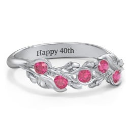 Organic Leaf Five Stone Family Ring