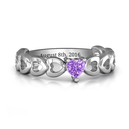 Enchanting Love Promise Ring – Sterling Silver with Amethyst