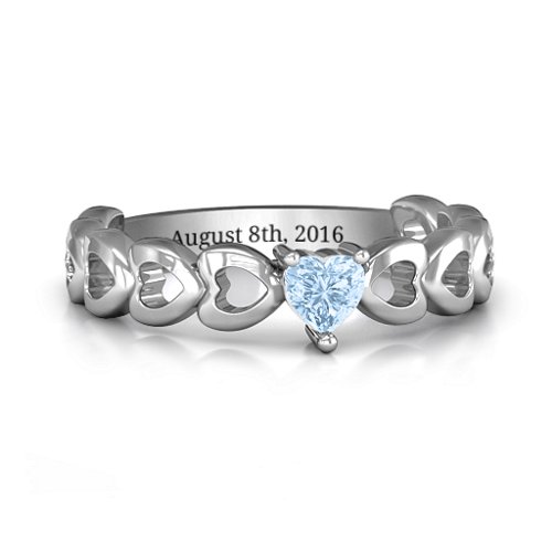 Enchanting Love Promise Ring – Sterling Silver with Aquamarine