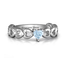 Enchanting Love Promise Ring in 925 Sterling Silver with Aquamarine