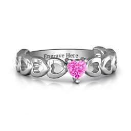 Enchanting Love Promise Ring in 925 Sterling Silver with Pink Tourmaline