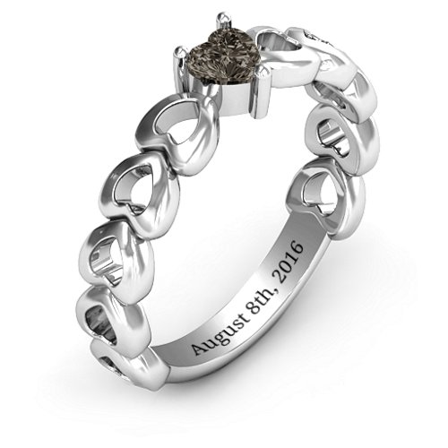 Enchanting Love Promise Ring – Sterling Silver with Smokey Quartz