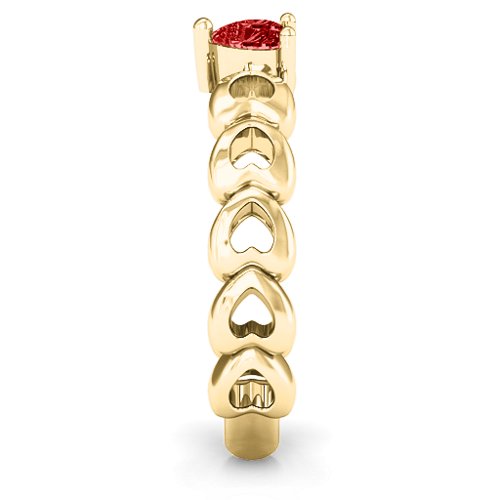 Enchanting Love Promise Ring – 10K Yellow Gold with Garnet
