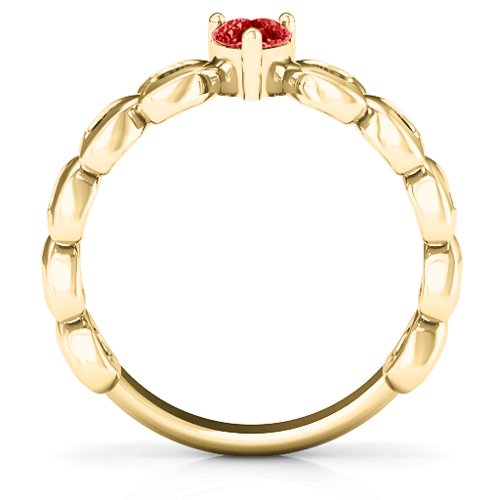 Enchanting Love Promise Ring – 10K Yellow Gold with Garnet