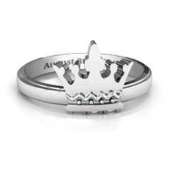Royal Family Princess Tiara Ring – Sterling Silver with Garnet and Cubic Zirconia