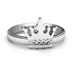 Royal Family Princess Tiara Ring in 925 Sterling Silver with Ruby
