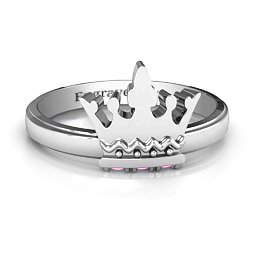 Royal Family Princess Tiara Ring in 925 Sterling Silver with Pink Tourmaline