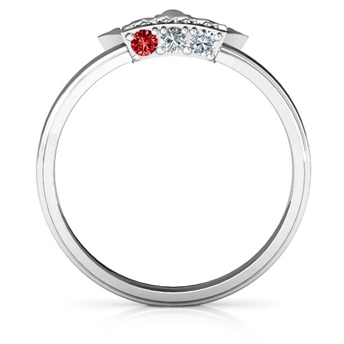 Royal Family Princess Tiara Ring – Sterling Silver with Garnet and Cubic Zirconia