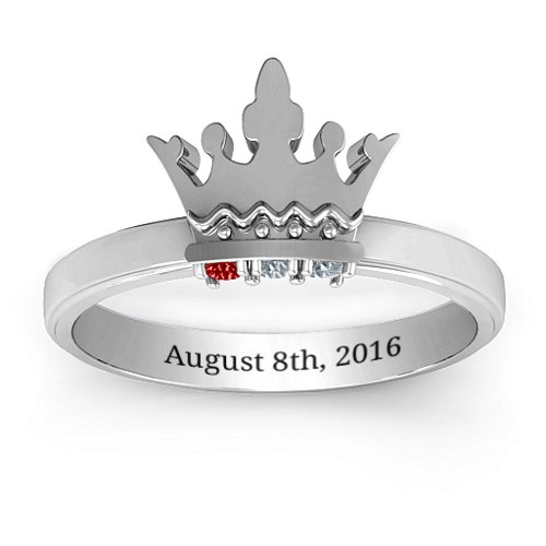 Royal Family Princess Tiara Ring – Sterling Silver with Garnet and Cubic Zirconia