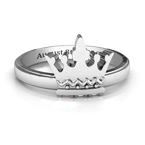 Royal Family Princess Tiara Ring – Sterling Silver with Garnet and Cubic Zirconia