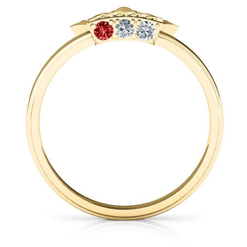 Royal Family Princess Tiara Ring – 10K Yellow Gold with Garnet and Cubic Zirconia