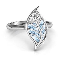 Mint to Be Cage Leaf Ring in 925 Sterling Silver with Aquamarine