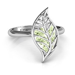 Mint to Be Cage Leaf Ring in 925 Sterling Silver with Peridot