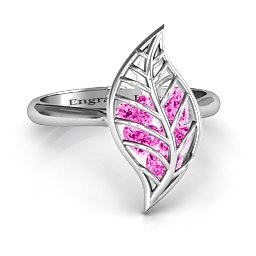 Mint to Be Cage Leaf Ring in 925 Sterling Silver with Pink Tourmaline