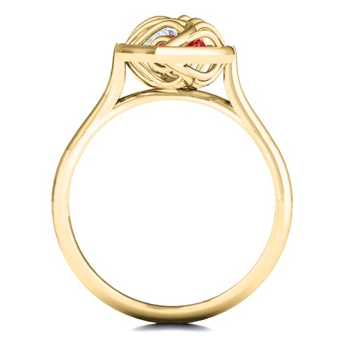 Mint to Be Cage Leaf Ring – 10K Yellow Gold with Garnet and Cubic Zirconia