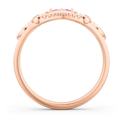 Fairytale Princess Tiara Ring – 10K Rose Gold with Pink Tourmaline, Amethyst, and White Premium Zirconia