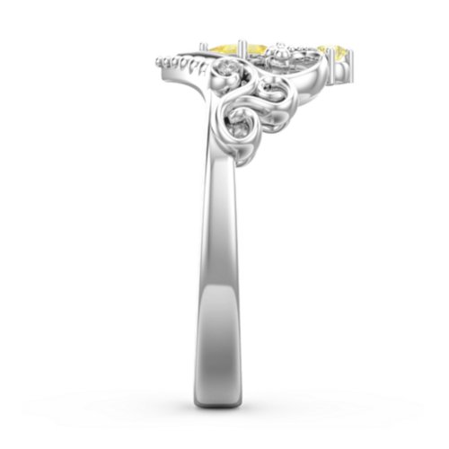 Fairytale Princess Tiara Ring – Sterling Silver with Citrine and White Premium Zirconia