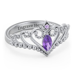 Heart Tiara Ring with Marquise Gemstone