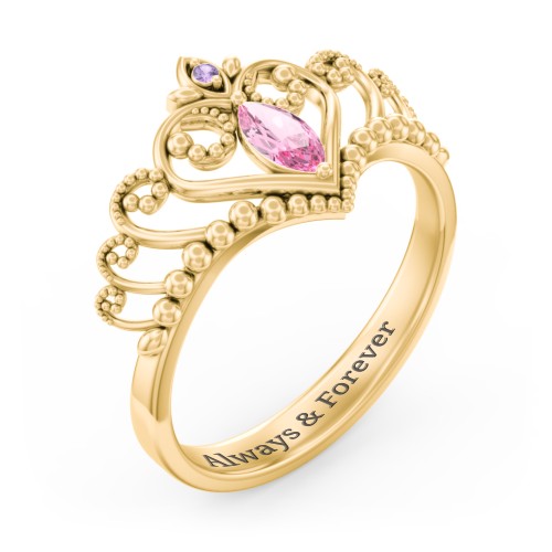 Heart Tiara Ring with Marquise Gemstone