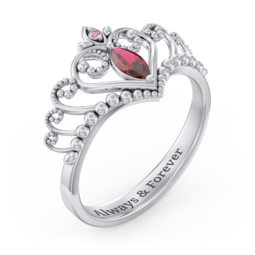 Heart Tiara Ring with Marquise Gemstone