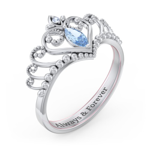 Heart Tiara Ring with Marquise Gemstone