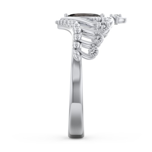 Heart Tiara Ring with Marquise Gemstone