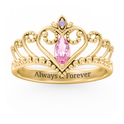 Heart Tiara Ring with Marquise Gemstone