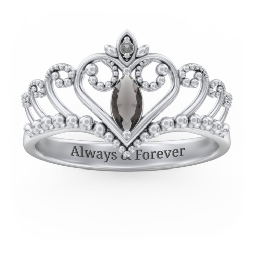 Heart Tiara Ring with Marquise Gemstone