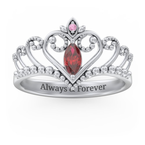 Heart Tiara Ring with Marquise Gemstone