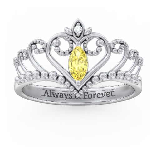 Heart Tiara Ring with Marquise Gemstone